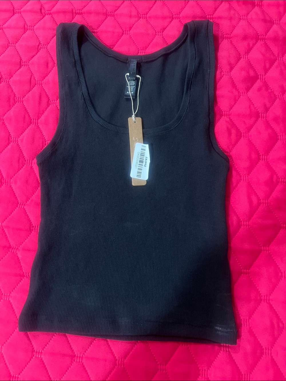 SKIMS Black Ribbed Tank - Sleeveless Scoop Neck